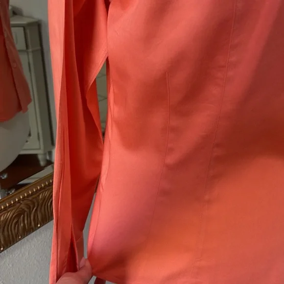Ann Taylor Button Down Fitted Salmon Shirt - Picture 6 of 10